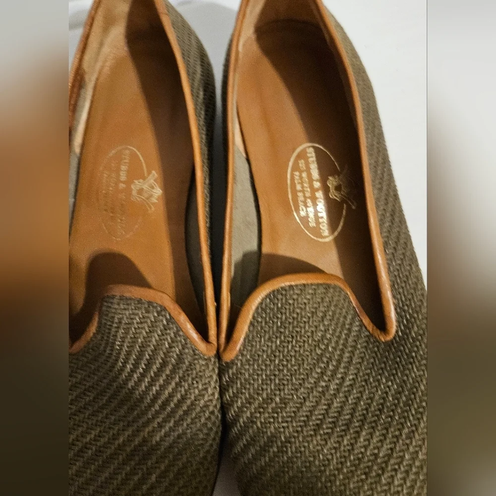Stubbs&Wootton Woven Leather Smoking Slippers Loafers Women’s 7.5 Designer Flats